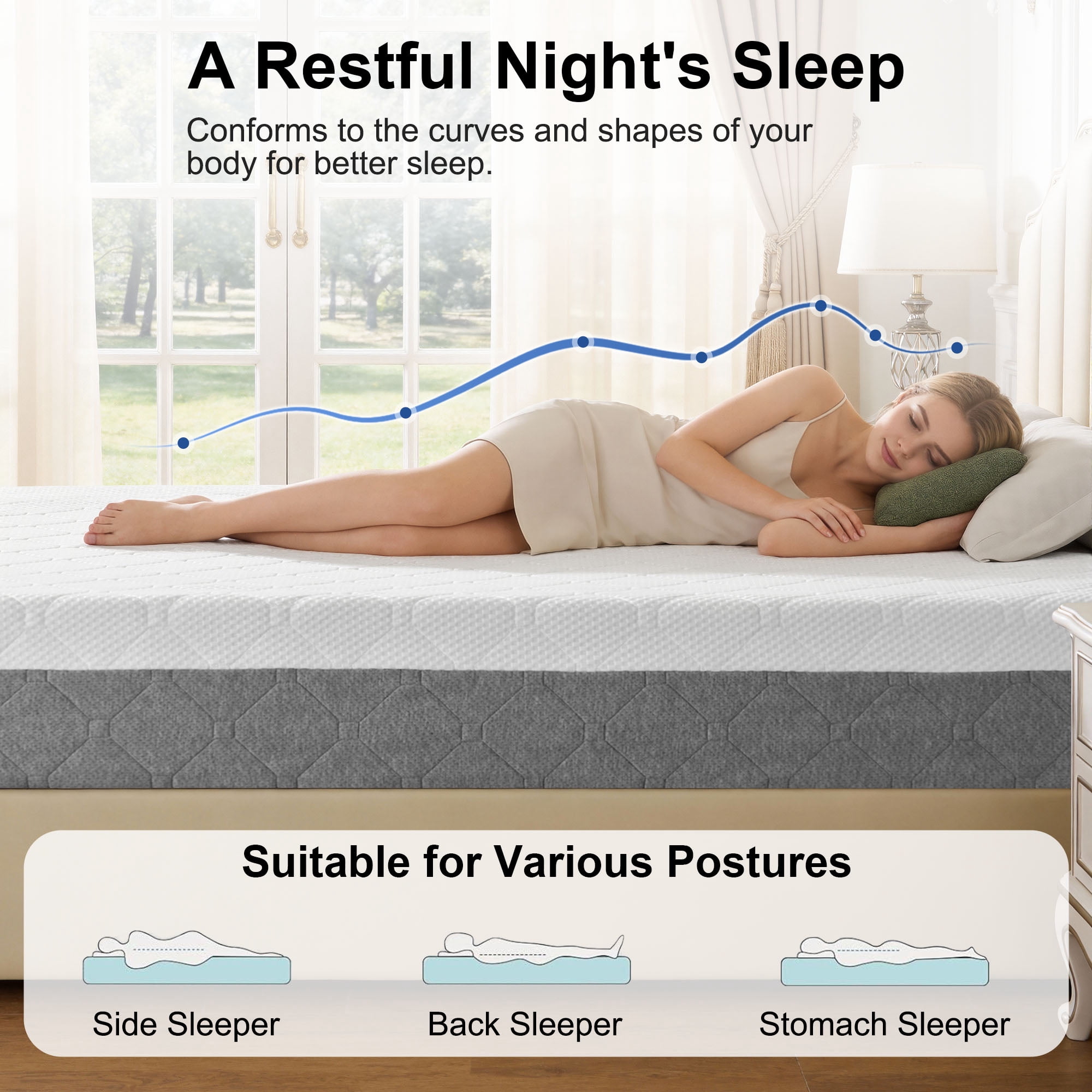 12 Inch King Size Medium Firm Mattress, with Gel Memory Foam for Cooling Night Sleep Pressure Relief & Comfort Sleep, CertiPUR-US Certified