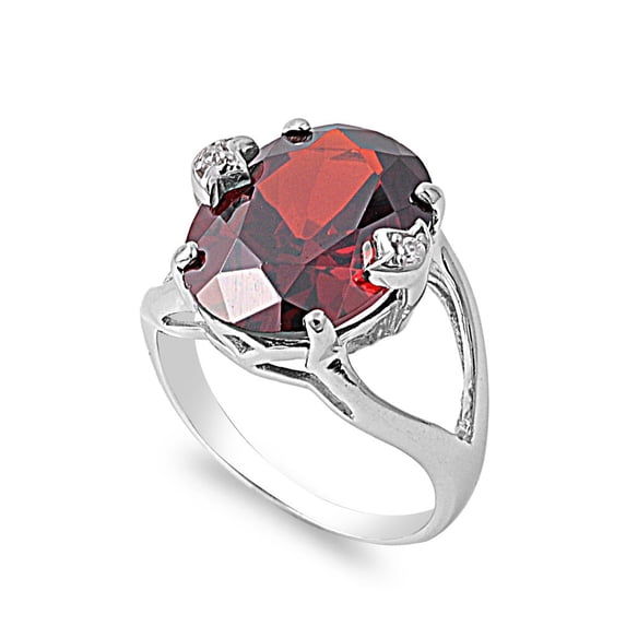 Oval Simulated Garnet Cubic Zirconia Cubic Zirconia Ring Sterling Silver 925
