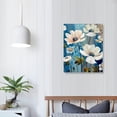 thumbnail image 3 of Nawypu  Lotus Flower Canvas Wall Art for Living Room White and Indigo Blue Floral Picture Wall Decor for Dining Room Bedroom Bathroom Kitchen Print Painting for Home Decorations, 3 of 4