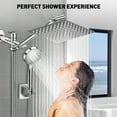 thumbnail image 3 of Cshidworld Dual Shower Head Combo, 8" High Pressure Rain Shower Head with 11" Adjustable Extension Arm, 5 Settings Handheld Shower Head with 59" Hose & Holder, Silver Chrome, 3 of 10