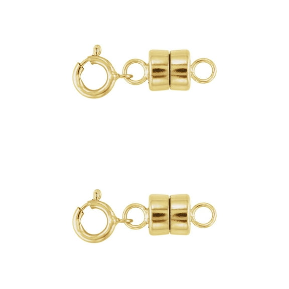 2 - NEW 14K Yellow Gold Filled Round Magnetic Clasp with Spring Ring For Necklaces, Bracelets, And Anklets.