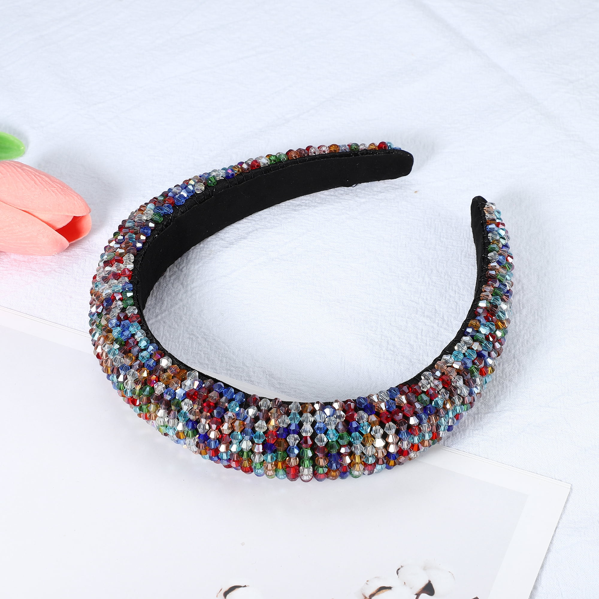Unique Bargains Rhinestone Headband Bling Hair Accessories for Women Multicolor 1.18" Wide