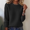 thumbnail image 3 of Women's Fashion Casual Loose Pullover Solid Color Round Neck Long Sleeve Knit Sweater for Fall and Winter, Comfortable and Versatile, Ideal for Everyday Wear,Black,Size L, 3 of 6
