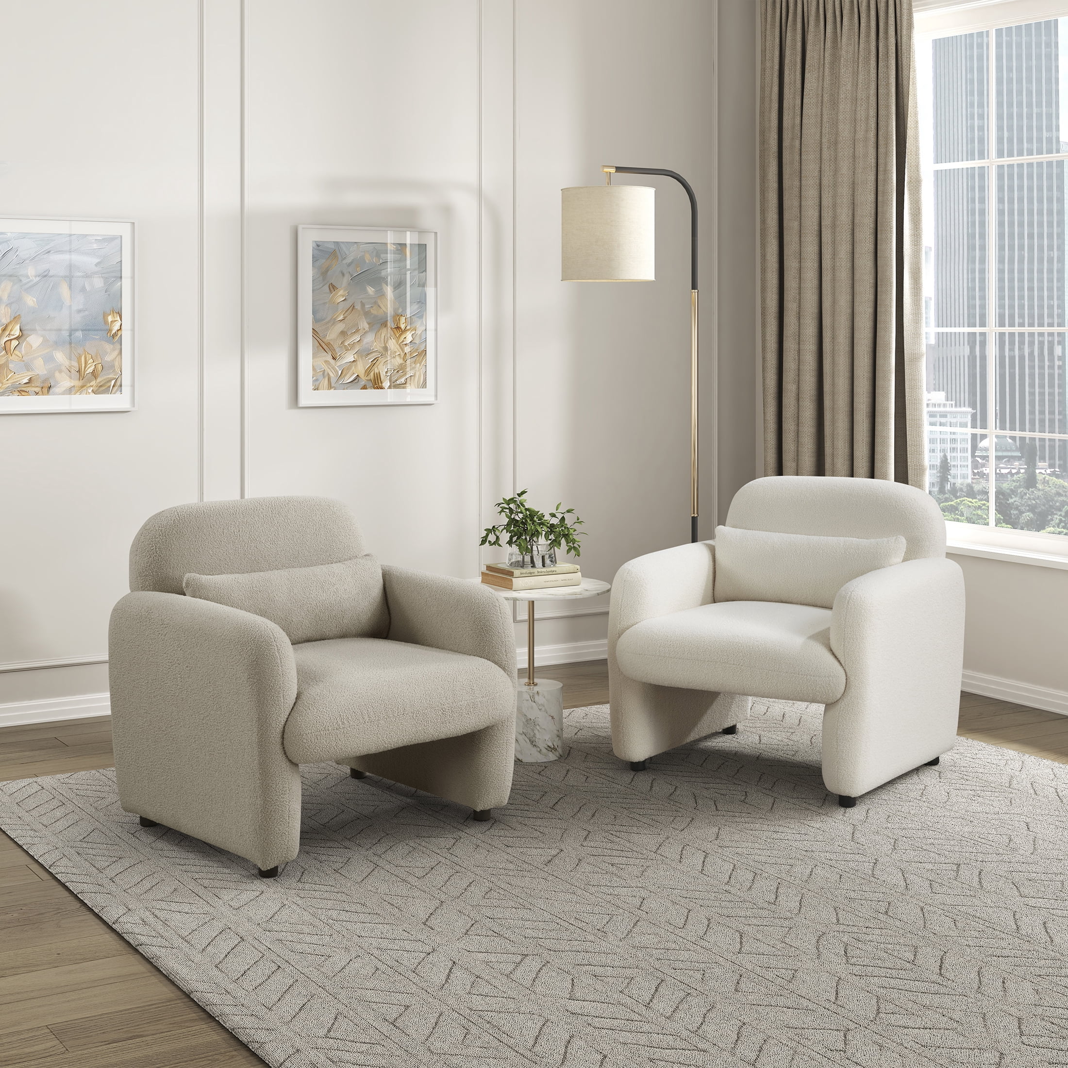 OakvillePark Therrow Boucle Accent Chair with Pillow, Taupe