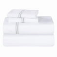 thumbnail image 3 of Superior Fieldstone Embroidered Cotton Bed Sheet Set, Queen, White/Silver, 3 of 11
