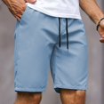 thumbnail image 2 of ZCFZJW Mens Elastic Waist Cargo Shorts Trendy Athletic Workout Short Pants Lightweight Regular Fit Summer Casual Drawstring Bermuda Shorts with Pockets Light Blue M, 2 of 6