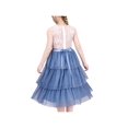 thumbnail image 1 of Girls Dress White Lace Blue Layered Ruffle Wedding Birthday Hollow Back 8 Years, 1 of 1