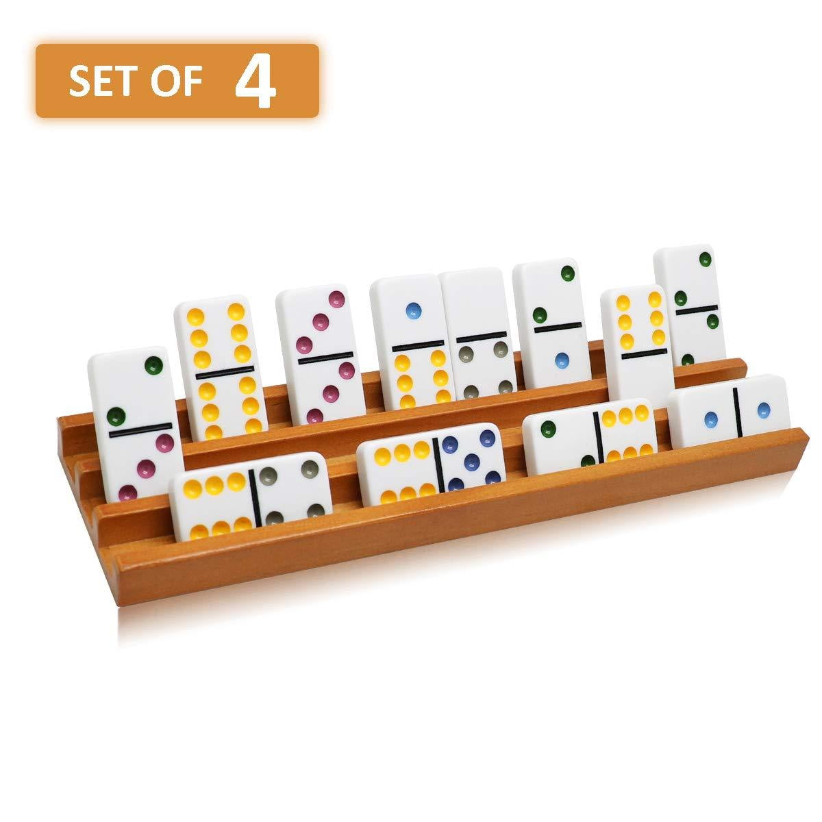 Exqline Wooden Domino Racks Trays Holders Organizer(Set of 4) Premium