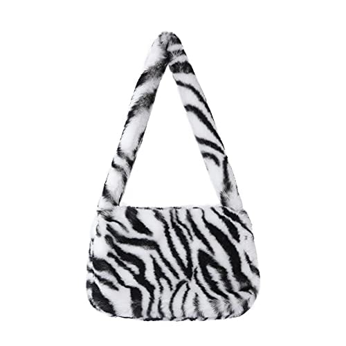 fluffy zebra tote bag