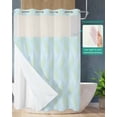 thumbnail image 2 of No Hook Shower Curtain with Snap in Liner, Abstract Leaves Lines Geometric Natural Patterns Ombre Green Shower Curtains for Bathroom, Washable Shower Curtain Liner Set with Mesh Top Window, 66"x72", 2 of 6