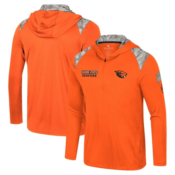 Men's Colosseum Orange Oregon State Beavers OHT Military Appreciation Quarter-Zip Hoodie Jacket