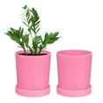 thumbnail image 1 of Uxcell 2 Paquete de Macetas de 4.5 pulgadas Macetas de Plástico con Agujeros de Drenaje para Plantas de Interior Rosa, 1 of 7