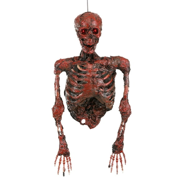 Hanging Half Skeleton with Light Up Red Eyes