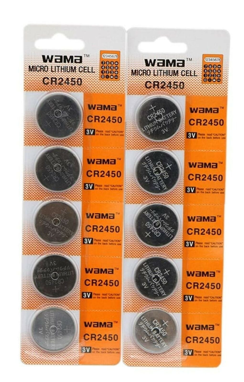 Wama CR2450 3V Lithium Coin Cell Battery (10 Batteries)