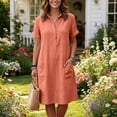 thumbnail image 6 of Bosfbaoi Dresses for Women Casual A-Line Tunic Dress Collared Neck Short Sleeve Shirt Dress with Pockets Summer Dresses for Women 2026, 6 of 6