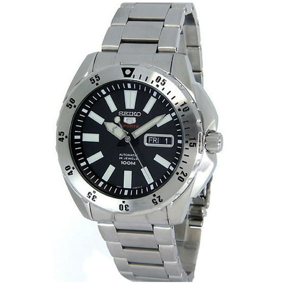 Seiko Men's SRP357 5 Sports Black Dial Stainless Steel Bracelet Watch