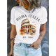 thumbnail image 1 of Women'S Summer Casual Crew Neck T-Shirt, Cotton 100% Knit Fabric, Medium Stretch, Geometric-Colosseum Print, 190g/m² - Rome Italy Graphic Tee, 1 of 6