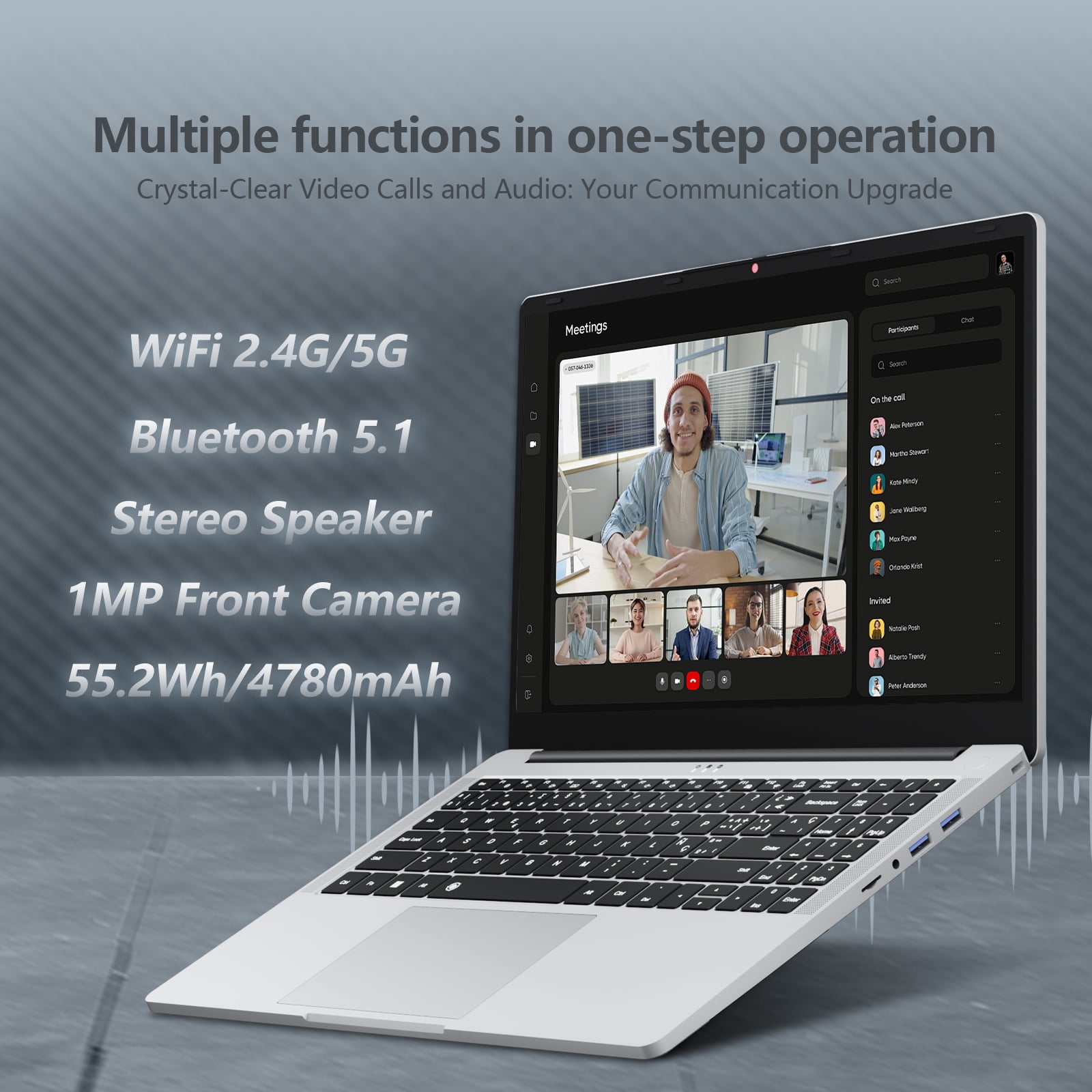 KUU 15.6"Windows 11 Gaming Laptop, AMD Ryzen 5 7430U, Up to 4.3GHz 16GB RAM 512GB SSD, Backlit Fingerprint, 55.2With Long Battery Life Silver Laptop