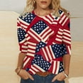thumbnail image 2 of GERsome 4th of July T Shirts Womens 3/4 Length Sleeve Patriotic Tops Casual American Flag Shirts Crewneck Loose-Fit Blouses S-5XL, 2 of 4