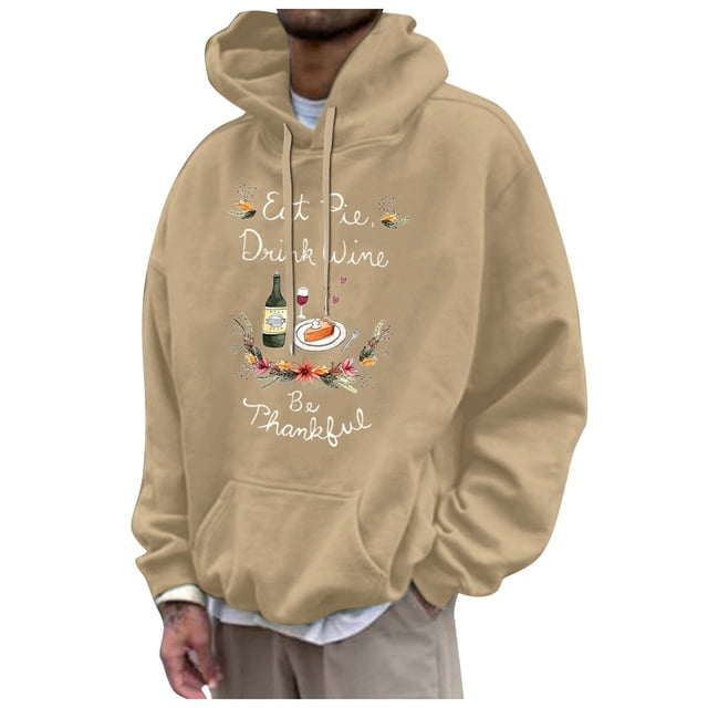 toraway Chandails en Molleton à Col Rond Hommes Entraînement Hiver Automne et Hiver Homme Action de Grâce Manches Longues Quotidien Décontracté Ample Tendance Mode Sweat à Capuche TG
