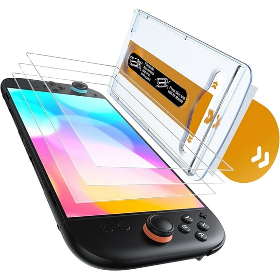 3 Pack Screen Protector for Switch 2 Console (2025) with Auto Alignment Frame, Tempered Glass for Switch 2 Screen Protector [Military-grade Shockproof], 7.9 inch Clear