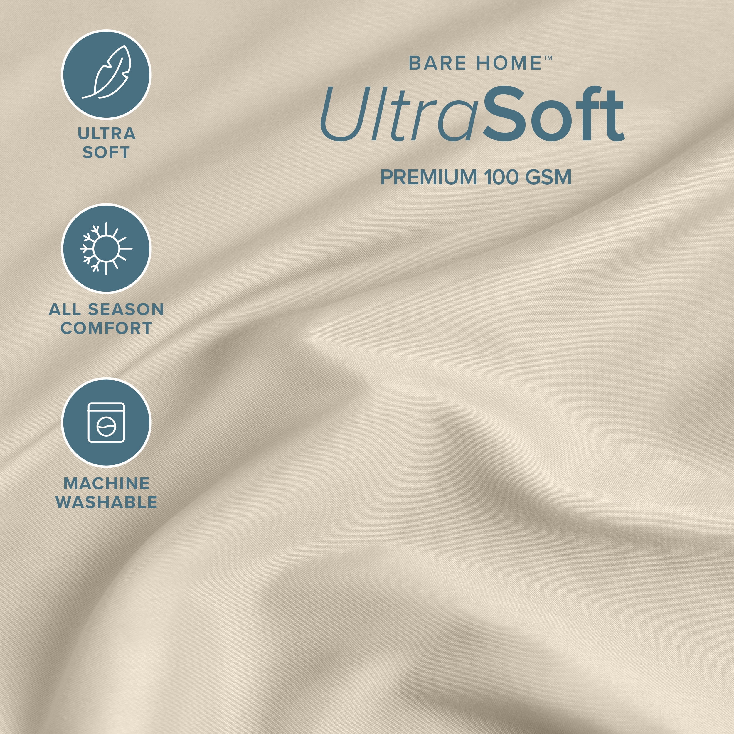 (2 pack) Bare Home Fitted Sheet – 22" Extra Deep Pocket – Twin-XL – details