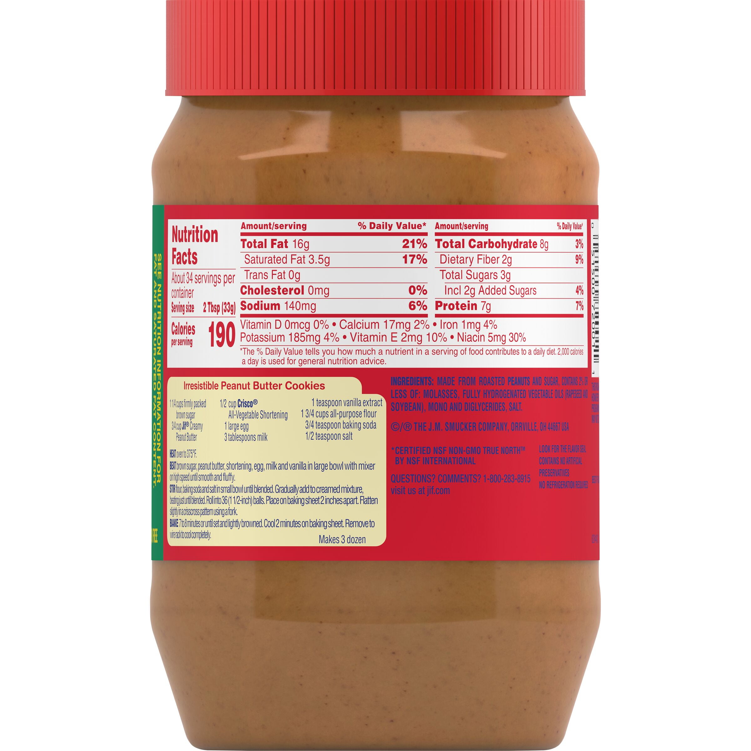 Jif Creamy Peanut Butter, Spread, 40-oz Jar