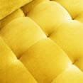 thumbnail image 5 of 70" Modern Velvet Fabric Sofa, Upholstered Loveseat Sofa Couch with 2 Throw Pillows, Soft Leisure Futon Sofa with Golden Metal Legs, 2-seat Armrest Sofa Couch for Living Room Bedroom, Yellow, 5 of 7