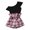 Black, variant on Douhoow 2-7Y Girls Summer Clothes Set Black Ruffle One Shoulder T-shirt High Waist Plaid Shorts
