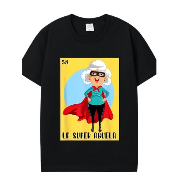 Graphic vintage tee La Super Abuela Funny Bingo Black T-Shirt for Men – Spanish-Mexican Gift Idea, Perfect for Grandmother Appreciation and Family Celebrations