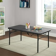 40"L x 20"W Plastic Adjustable Height Fold-in-Half Folding Table, Rich Black Easily folds in half for convenient storage
