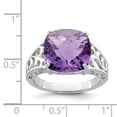 thumbnail image 2 of White Sterling Silver Ring Band Gemstone Amethyst Cushion Purple, 2 of 2