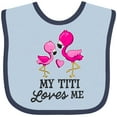 thumbnail image 3 of Inktastic My Titi Loves Me with Two Flamingos Boys or Girls Baby Bib, 3 of 4