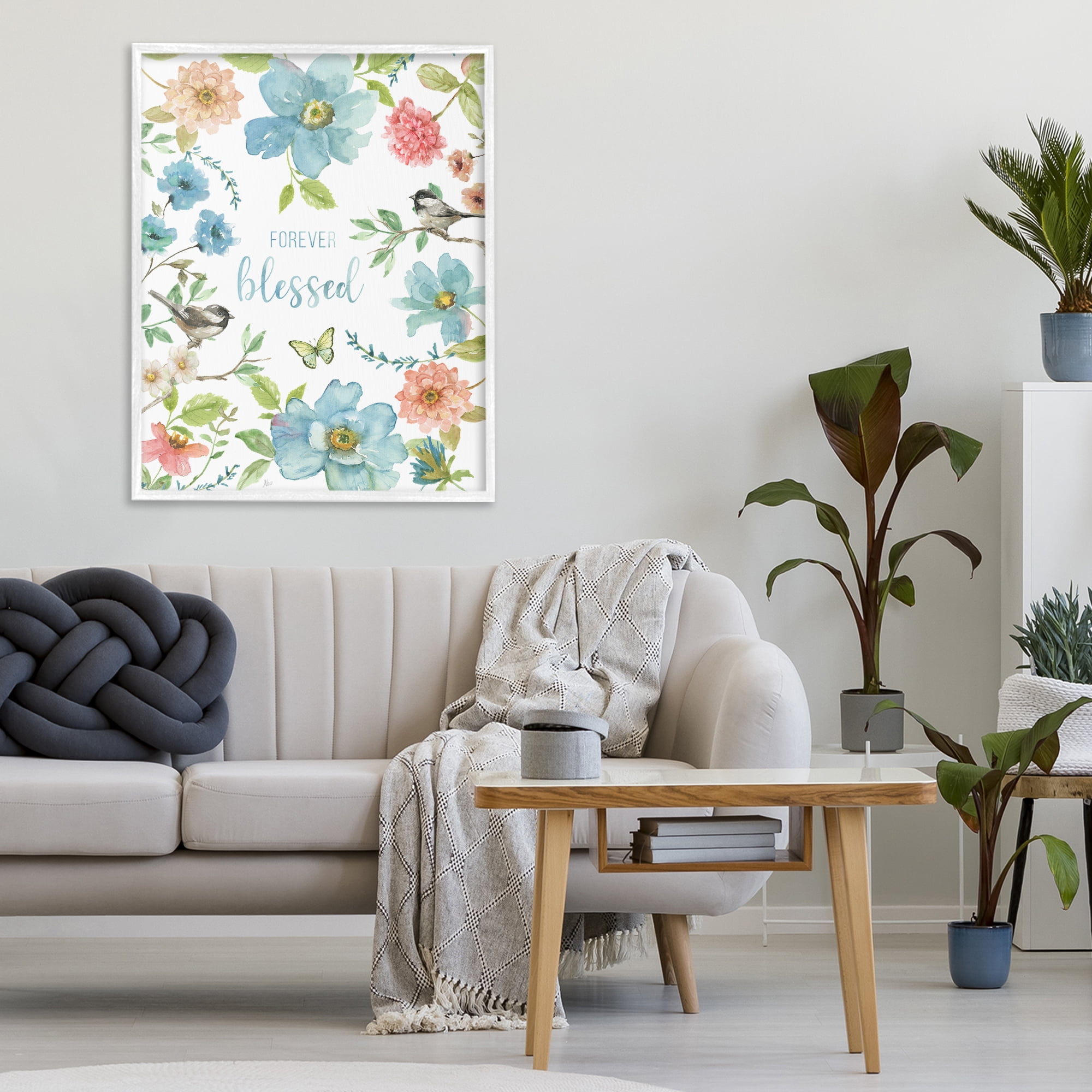 Stupell Industries Forever Blessed Pink & Blue White Framed Giclee Art, design by Nan