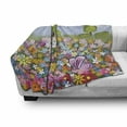 thumbnail image 3 of Cartoon Soft Flannel Fleece Blanket, Flourishing Spring Meadow with Colorful Blossoms Butterflies Trees Growth Foliage, Cozy Plush for Indoor and Outdoor Use, 70" x 90", Multicolor, by Ambesonne, 3 of 6