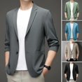 thumbnail image 2 of Chaqueta de traje elegante para hombre, abrigo de traje ligero para hombre, abrigo de traje Formal de verano con solapa, botones dobles, negocios para el trabajo, 2 of 5