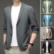thumbnail image 2 of Chaqueta de traje elegante para hombre, abrigo de traje ligero para hombre, abrigo de traje Formal de verano con solapa, botones dobles, negocios para el trabajo, 2 of 5