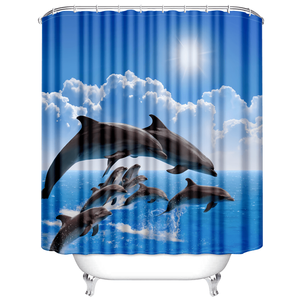 Nautical Sea Beach Theme Fabric Shower Curtain Sets for Bathroom Decor