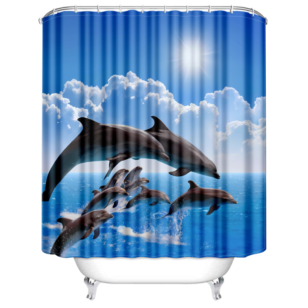 Nautical Sea Beach Theme Fabric Shower Curtain Sets for Bathroom Decor