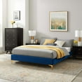 thumbnail image 2 of Platform Bed Frame, King Size, Velvet, Blue Navy, Modern Contemporary Urban Design, Bedroom Master Guest Suite, 2 of 8