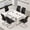 Table+Black*6(Silver), variant on JUFU 7-Piece 55'' White Dining Set with Silver Metal Frame and Upholstered Chairs