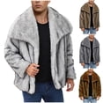 thumbnail image 2 of ZCFZJW Men's Luxury Faux Fuzzy Winter Coats Big and Tall Regular Fit Open Front Long Sleeve Lapel Collared Jacket Fluffy Warm Parka Overcoat Outerwear Brown#01 XL, 2 of 8