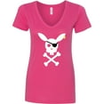 thumbnail image 3 of Inktastic Cute Easter Pirate Bunny with Eyepatch and Earring Women's V-Neck T-Shirt, 3 of 5
