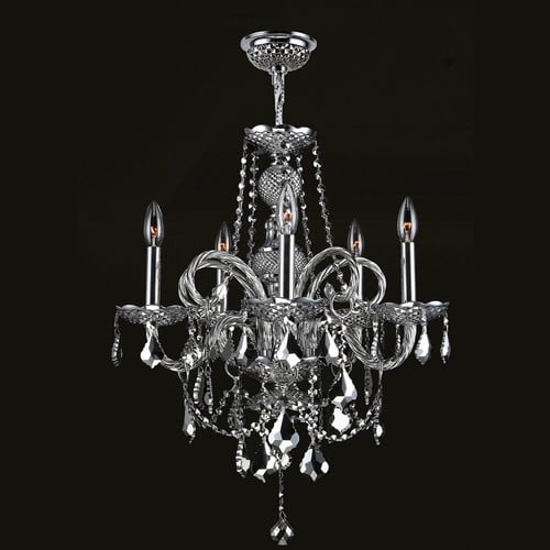Provence Collection 5 Light Chrome Finish and Chrome Crystal Chandelier 20" D x 22" H Medium