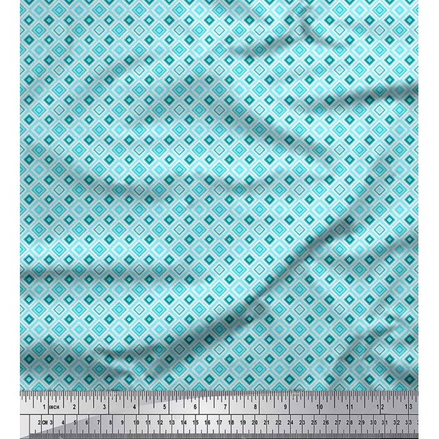 Soimoi Cotton Jersey Fabric Check & Geometric Printed Fabric 1 Yard 58 Inch Wide