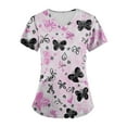 thumbnail image 2 of BDPORKAS Butterfly Scrubs for Women Stretchy Nurse Scrub Top V-Neck Casual Nursing Tops, 2 of 6