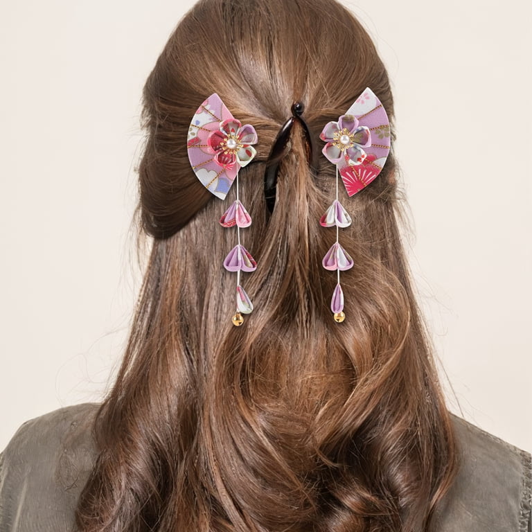 1 Pair Tassel Hair Clip Flower Fan Hairpins Women Barrette  display picture 3