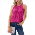 thumbnail image 1 of Tops de Lentejuelas con Cuello Halter para Mujer, Sin Mangas, Brillantes, Fruncidos, Fluidos y Brillantes, para Club, Fiestas. Rosa Roja S, 1 of 7