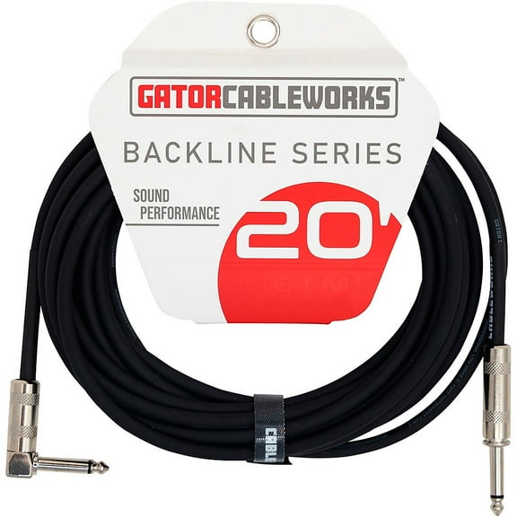 GATOR CABLEWORKS Backline Series Straight to RA 20ft. Instrument Cable 20 ft. Black