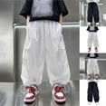 thumbnail image 6 of ZACPNCV Boys Baggy Cargo Pants Casual Loose Fit Parachute Pant Harem Joggers Sweatpants with Pockets White 6-7 Years, 6 of 6